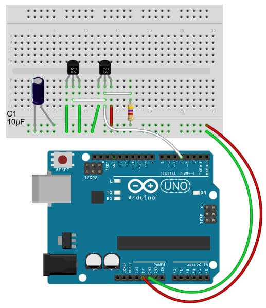 DS18B20 typical connection.