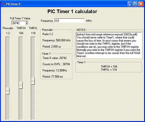 PIC Timer 1 calculator